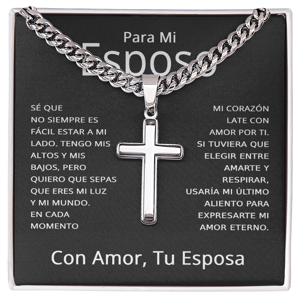 Regalo Para Mi Esposo De Cumpleaños O Aniversario - Cadena Cubana Con Cruz Para Esposos