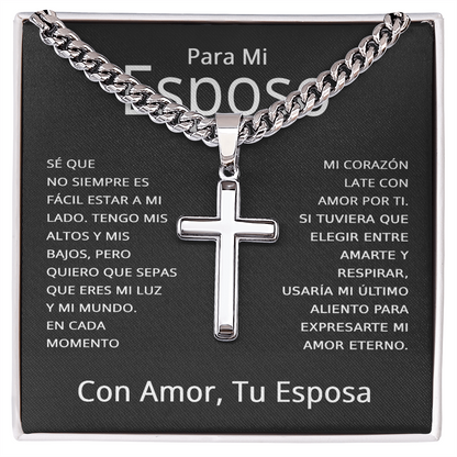 Regalo Para Mi Esposo De Cumpleaños O Aniversario - Cadena Cubana Con Cruz Para Esposos