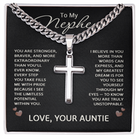 Load image into Gallery viewer, To My Nephew Necklace from Auntie, Cross Jewelry Gift - Graduation Gift for Nephew
