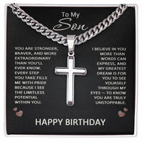 Load image into Gallery viewer, Birthday Gifts for Son - To My Son Necklace Stainless Steel Cross Necklace

