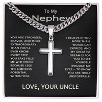 Load image into Gallery viewer, To My Nephew Necklace from Uncle, Personalized Cross Jewelry - Graduation Gift for Nephew
