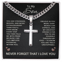 Load image into Gallery viewer, To My Son Stainless Steel Cross Necklace
