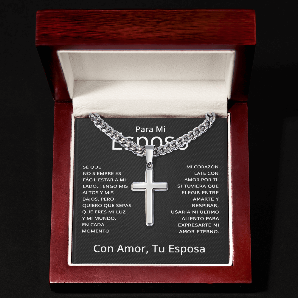 Regalo Para Mi Esposo De Cumpleaños O Aniversario - Cadena Cubana Con Cruz Para Esposos