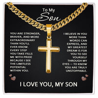 Load image into Gallery viewer, To My Son Necklace, Stainless Steel Cuban Link Cross Jewelry - Graduation Gift for Son
