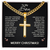 Load image into Gallery viewer, Son Christmas Gifts from Mom and Dad, To My Son Cross with Cuban Link Necklace
