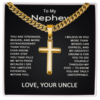 Load image into Gallery viewer, To My Nephew Necklace from Uncle, Personalized Cross Jewelry - Graduation Gift for Nephew
