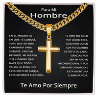 Load image into Gallery viewer, Regalo para hombre cumpleaños, Regalo De Aniversario en español - Collar de Cruz y Cadena Cubana

