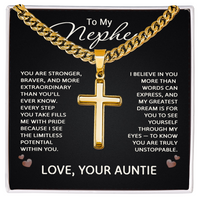 Load image into Gallery viewer, To My Nephew Necklace from Auntie, Cross Jewelry Gift - Graduation Gift for Nephew
