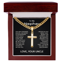 Load image into Gallery viewer, To My Nephew Necklace from Uncle, Personalized Cross Jewelry - Graduation Gift for Nephew
