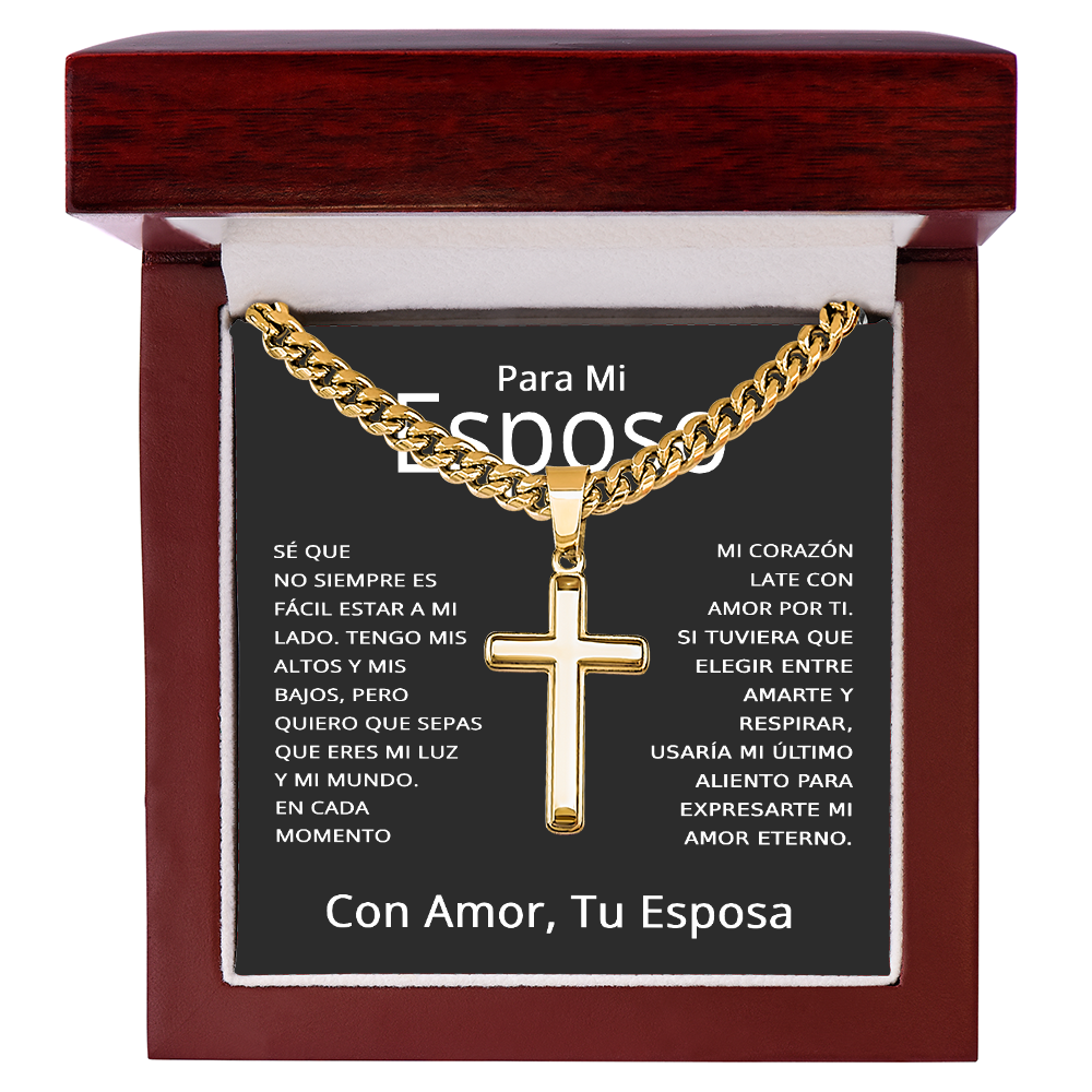 Regalo Para Mi Esposo De Cumpleaños O Aniversario - Cadena Cubana Con Cruz Para Esposos