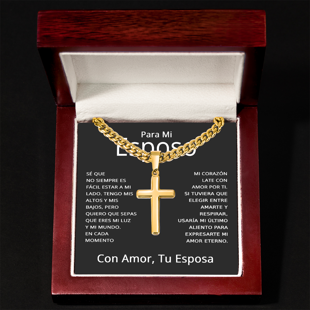 Regalo Para Mi Esposo De Cumpleaños O Aniversario - Cadena Cubana Con Cruz Para Esposos