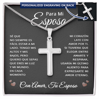 Load image into Gallery viewer, Regalo Personalizado Para Mi Esposa En Español - Collar Cruz Con Grabado De Esposo - Personalized Gift For Wife in Spanish
