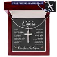 Load image into Gallery viewer, Regalo Personalizado Para Mi Esposa En Español - Collar Cruz Con Grabado De Esposo - Personalized Gift For Wife in Spanish
