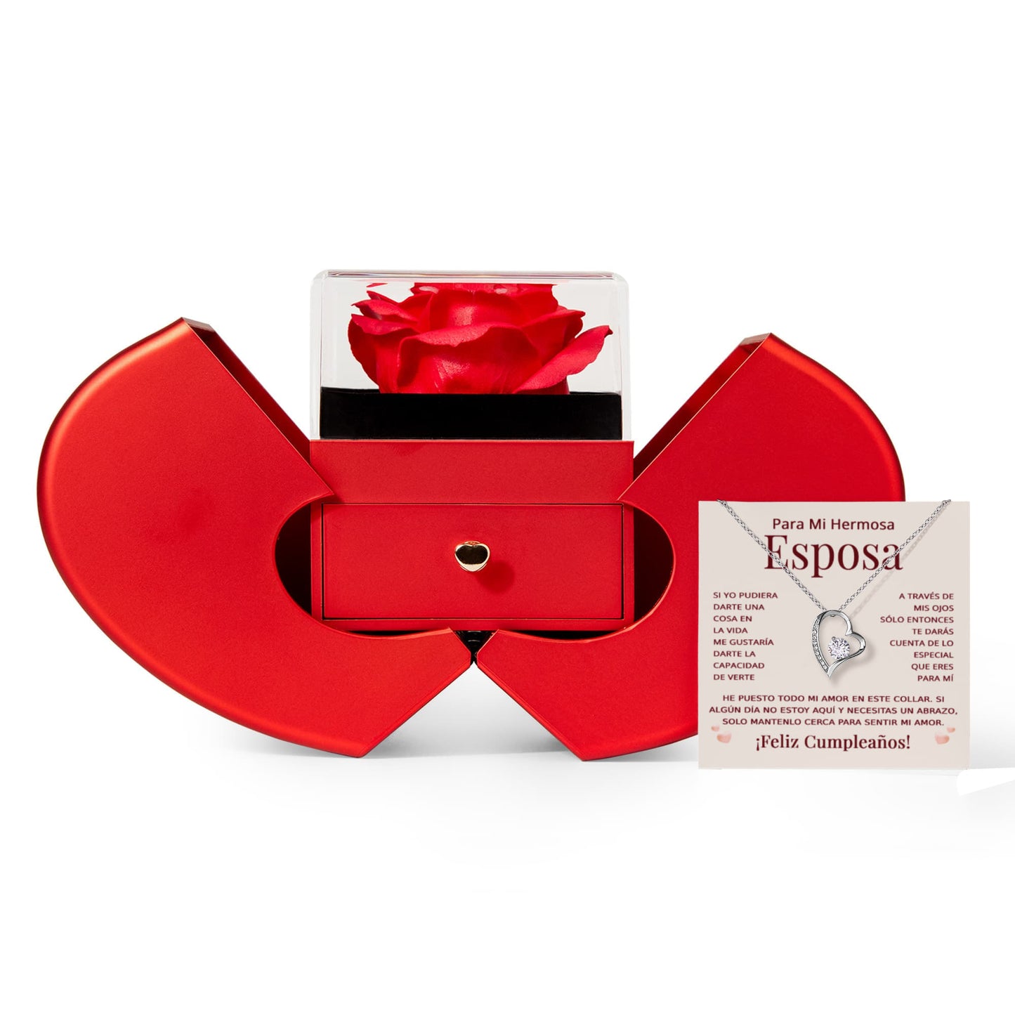Para Mi Hermosa Esposa Collar – Regalo de Aniversario o Cumpleaños, Collar de Corazón con Mensaje de Amor de Esposo a Esposa