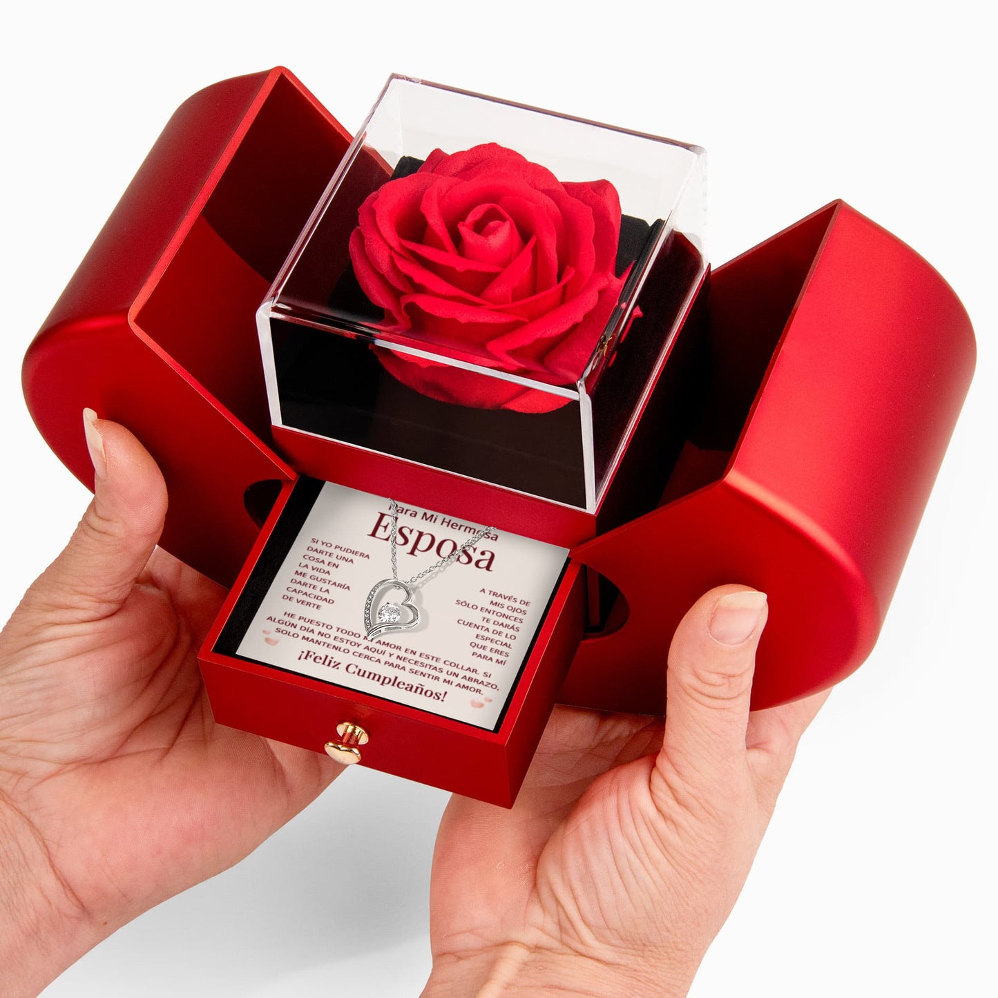 Para Mi Hermosa Esposa Collar – Regalo de Aniversario o Cumpleaños, Collar de Corazón con Mensaje de Amor de Esposo a Esposa