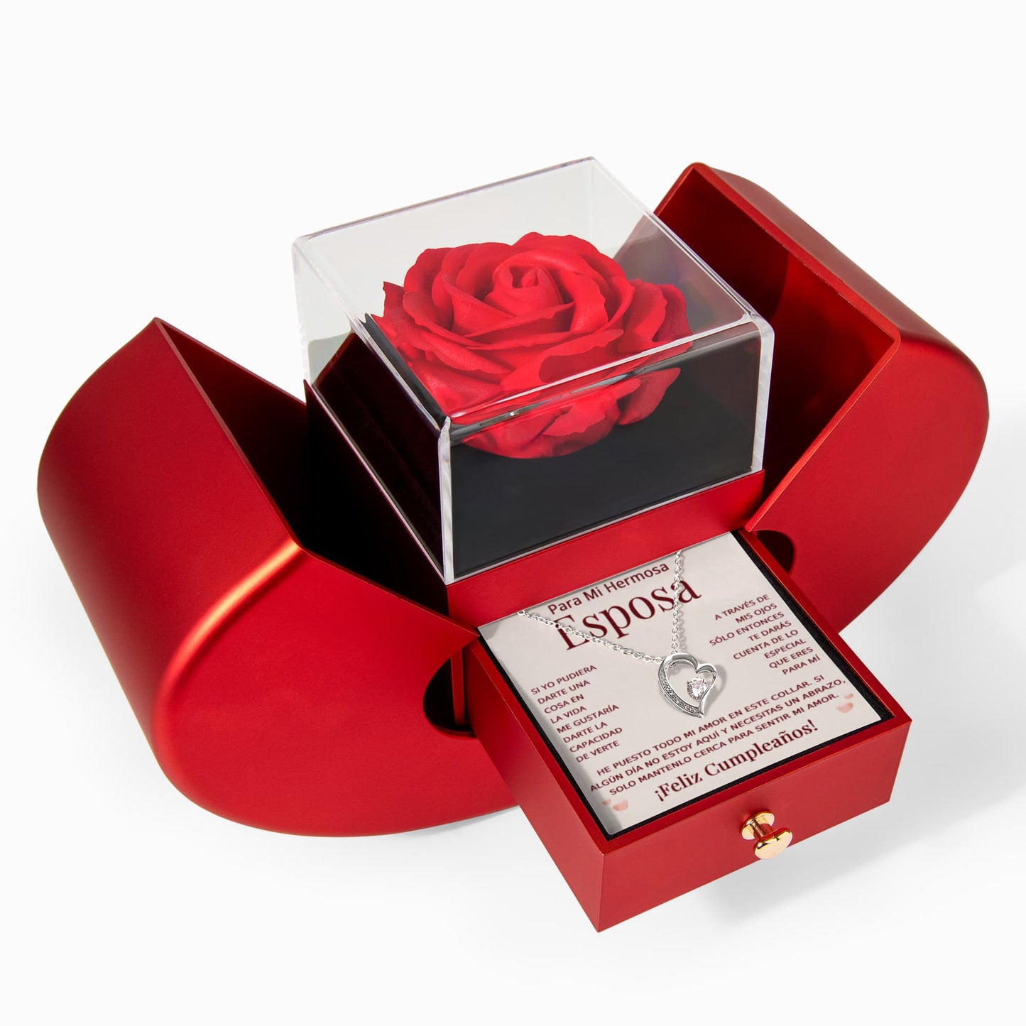 Para Mi Hermosa Esposa Collar – Regalo de Aniversario o Cumpleaños, Collar de Corazón con Mensaje de Amor de Esposo a Esposa