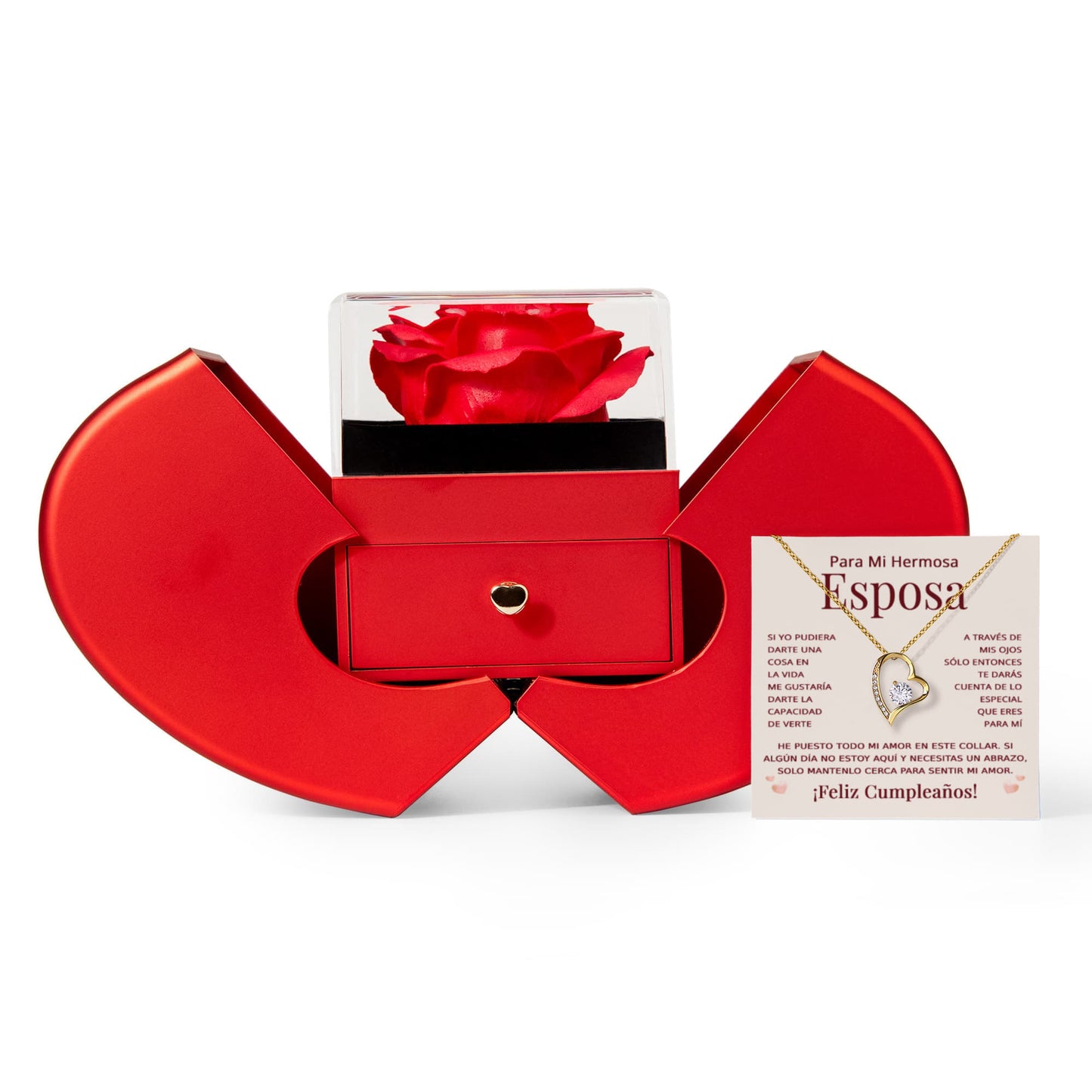 Para Mi Hermosa Esposa Collar – Regalo de Aniversario o Cumpleaños, Collar de Corazón con Mensaje de Amor de Esposo a Esposa