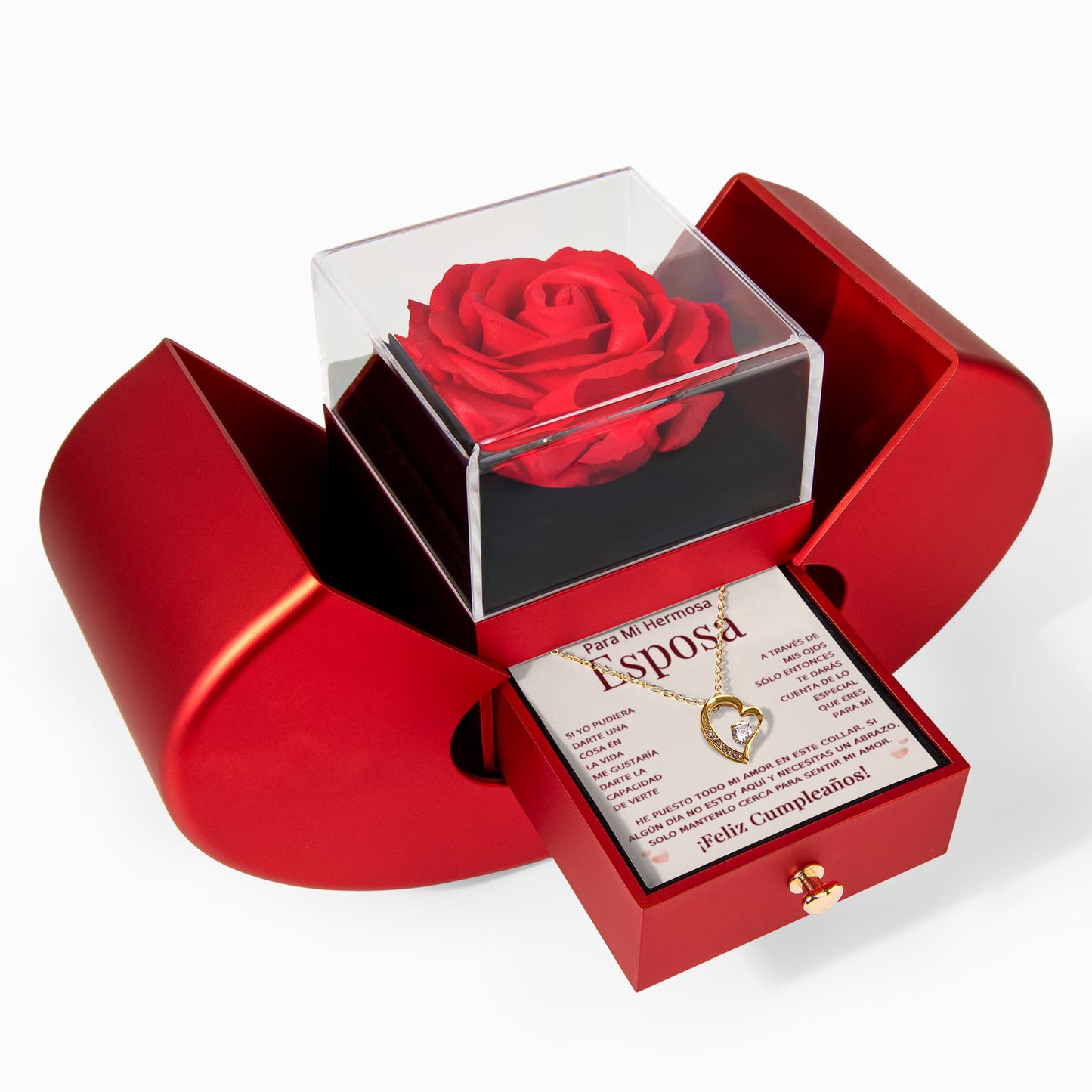 Para Mi Hermosa Esposa Collar – Regalo de Aniversario o Cumpleaños, Collar de Corazón con Mensaje de Amor de Esposo a Esposa