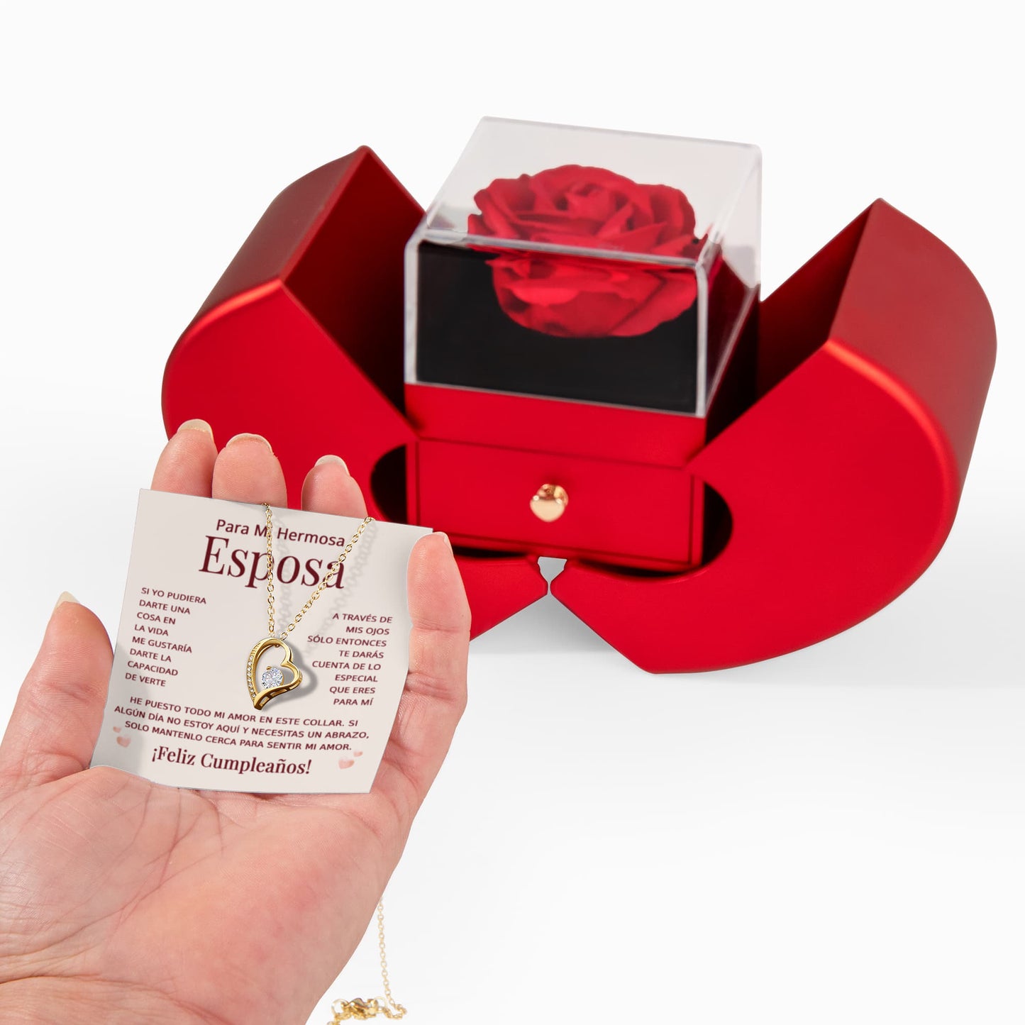 Para Mi Hermosa Esposa Collar – Regalo de Aniversario o Cumpleaños, Collar de Corazón con Mensaje de Amor de Esposo a Esposa