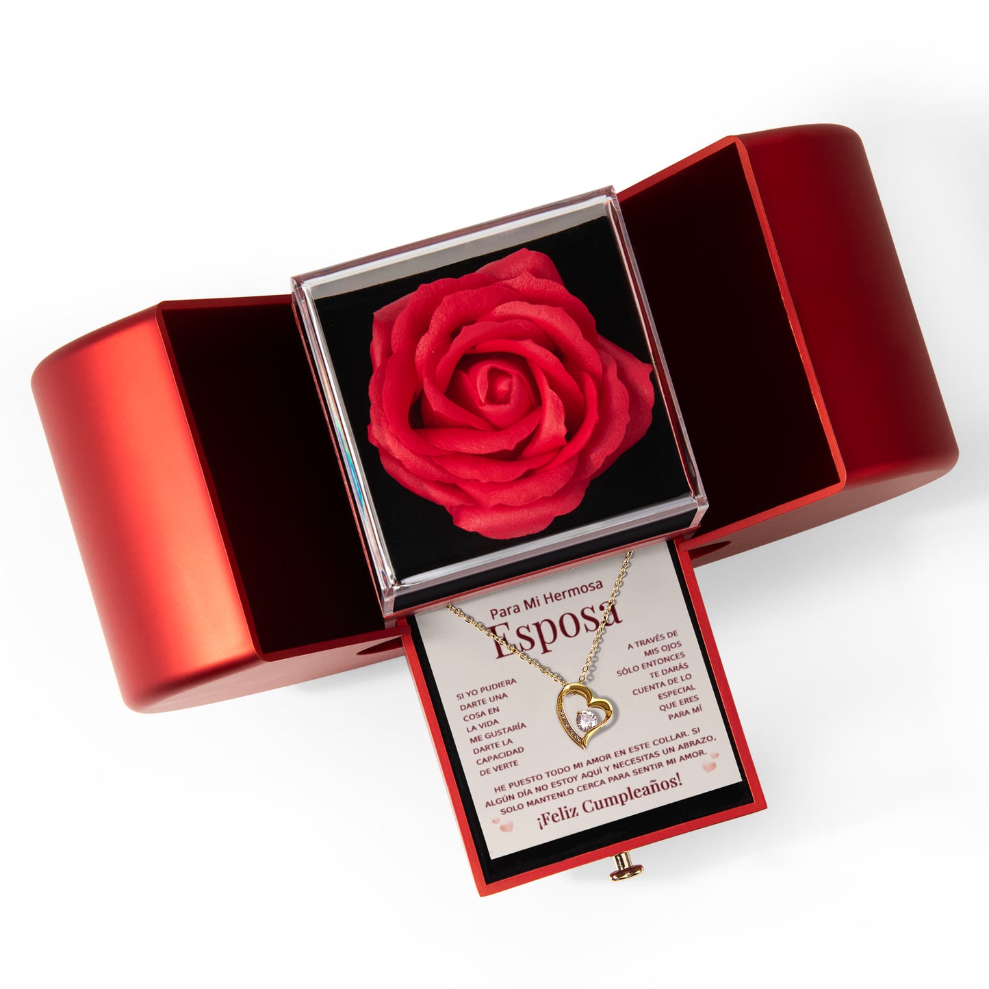 Para Mi Hermosa Esposa Collar – Regalo de Aniversario o Cumpleaños, Collar de Corazón con Mensaje de Amor de Esposo a Esposa
