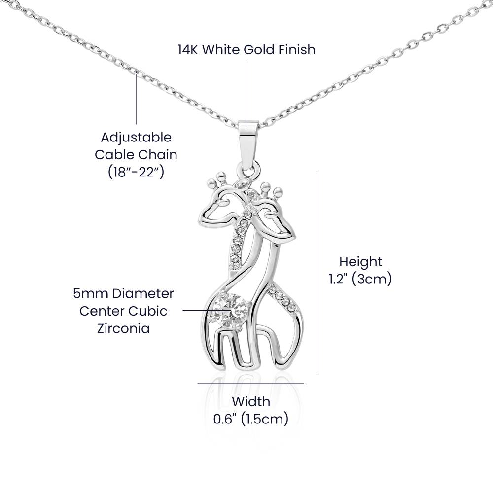 To My Daughter Necklace from Mom Daughter Gift for Christmas Birthday Giraffe Pendant Jewelry Stronger Braver