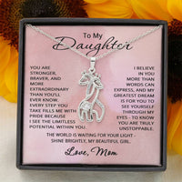 Load image into Gallery viewer, To My Daughter Necklace from Mom Daughter Gift for Christmas Birthday Giraffe Pendant Jewelry Stronger Braver
