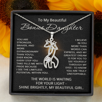 Load image into Gallery viewer, To My Beautiful Bonus Daughter Necklace from Stepmom Stepdad for Christmas Birthday Gift for Stepdaughter Step daughter Step-Daughter
