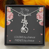 Load image into Gallery viewer, To My Cousin Necklace Cousins By Chance Friends by Choice Cousin Birthday Gift Best Friends Jewelry with Giraffe Pendant
