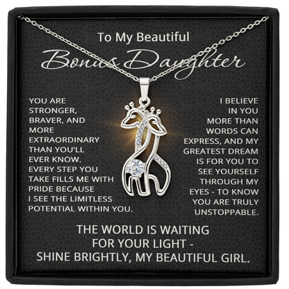 To My Beautiful Bonus Daughter Necklace from Stepmom Stepdad for Christmas Birthday Gift for Stepdaughter Step daughter Step-Daughter