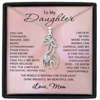 Load image into Gallery viewer, To My Daughter Necklace from Mom Daughter Gift for Christmas Birthday Giraffe Pendant Jewelry Stronger Braver
