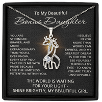 Load image into Gallery viewer, To My Beautiful Bonus Daughter Necklace from Stepmom Stepdad for Christmas Birthday Gift for Stepdaughter Step daughter Step-Daughter
