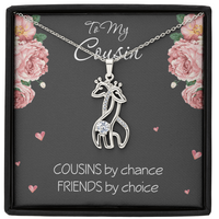 Load image into Gallery viewer, To My Cousin Necklace Cousins By Chance Friends by Choice Cousin Birthday Gift Best Friends Jewelry with Giraffe Pendant
