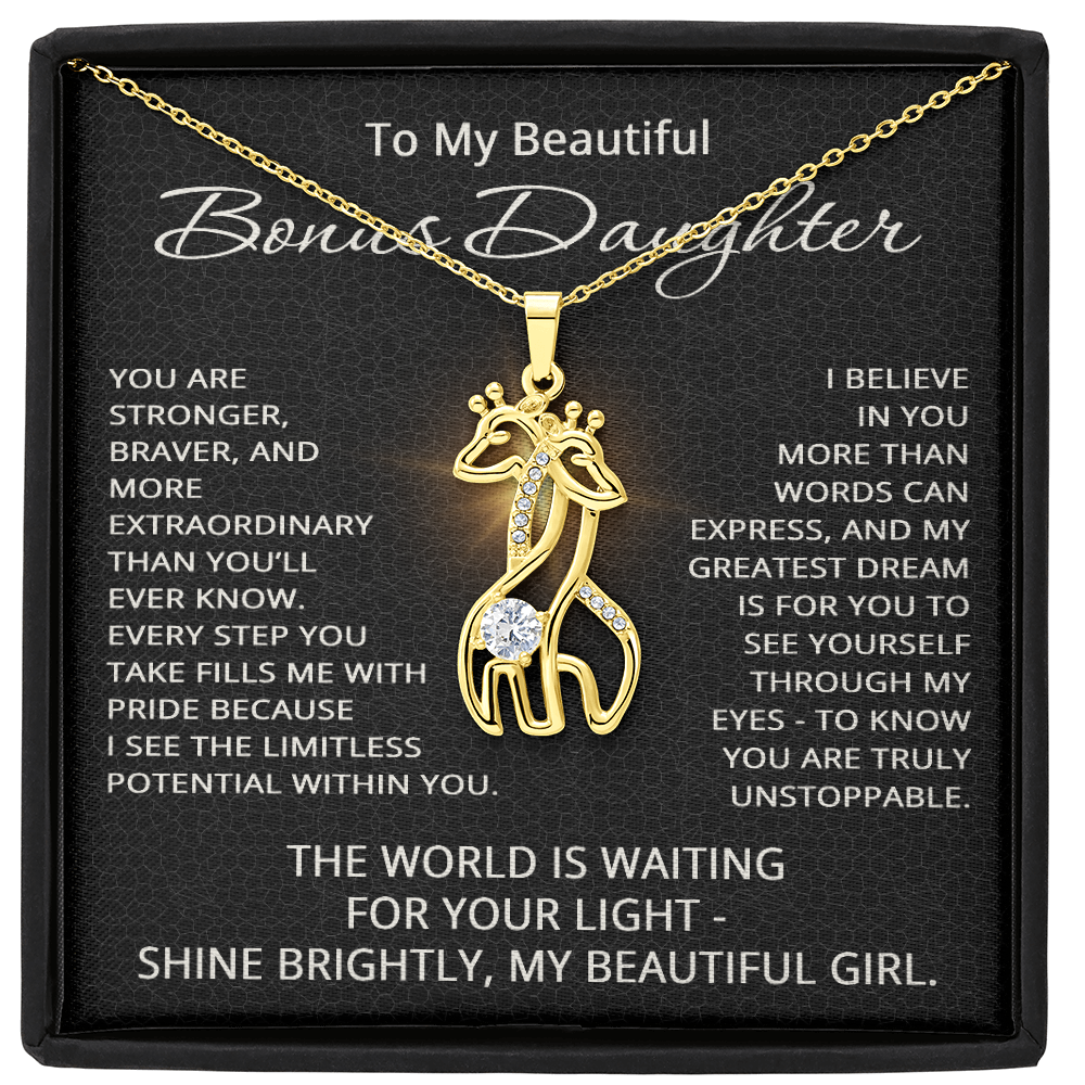To My Beautiful Bonus Daughter Necklace from Stepmom Stepdad for Christmas Birthday Gift for Stepdaughter Step daughter Step-Daughter