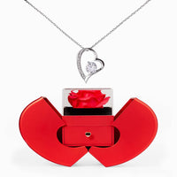 Load image into Gallery viewer, Preserved Red Real Rose with Heart Necklace, Valentine's Day or Anniversary Jewelry for Wife, Girlfriend - Love Pendant - Regalo para Mujer
