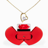 Load image into Gallery viewer, Preserved red real rose gift box with gold heart necklace for women
