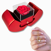 Load image into Gallery viewer, Preserved Red Real Rose with Heart Necklace, Valentine's Day or Anniversary Jewelry for Wife, Girlfriend - Love Pendant - Regalo para Mujer
