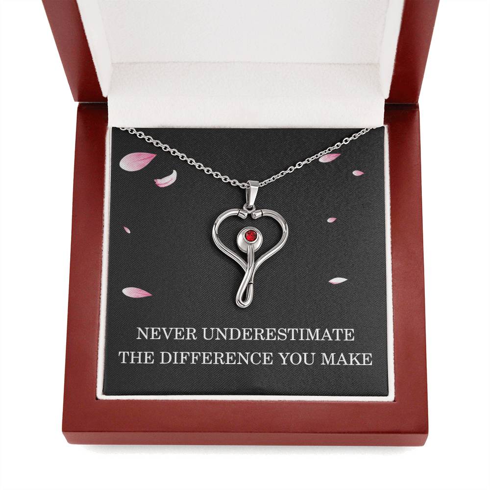 Nurse Necklace Nurse Christmas Gift for Nurse Appreciation Gift HeartScope Necklace for Her Stethoscope Necklace Nursing Team Gift Never Underestimate The Difference You Make