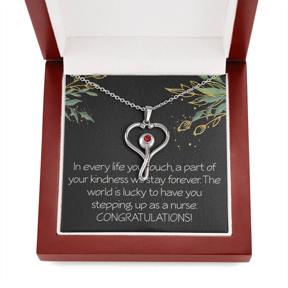 Nursing School Graduation Gift The World Is Lucky to Have You Stepping up As a Nurse Necklace