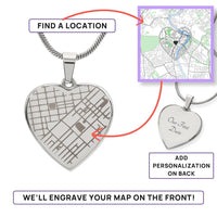 Load image into Gallery viewer, Custom Heart Map Necklace - Personalized Engraved Location Pendant - Wedding Gift for Bride or Anniversary Keepsake
