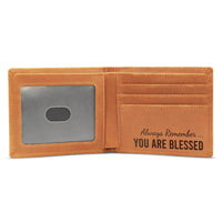 Load image into Gallery viewer, Engraved Wallet For Men Minimalist - Inspirational Gifts For Men Fighting Cancer - Brown Leather Wallet For Birthday Christmas

