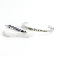 Load image into Gallery viewer, Divorced and Unbothered Bracelet - Divorce Gift for Her, Ex Wife Christmas Gifts, Stainless Steel Cuff Bracelet
