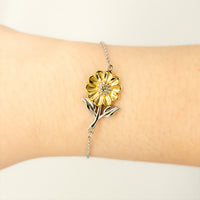 Load image into Gallery viewer, Mothers Day Jewelry for Daughter, Mothers Day Gifts for Sister, Mothers Day Gifts for Friends, Sunflower Bracelet Sterling Silver – view 3
