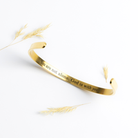 Load image into Gallery viewer, Romans 8:28 Gold Cuff Bracelet – All Things Work Together for Good
