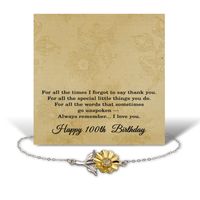 Load image into Gallery viewer, 100th Birthday Gifts Women, 100th Birthday Bracelet for Best Friend, Happy 100th Birthday Gifts for Sister, Sunflower Bracelet Sterling Silver – front view
