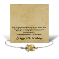 Load image into Gallery viewer, 10th Birthday Gifts Women, 10th Birthday Bracelet for Best Friend, Happy 10th Birthday Gifts for Sister, Sunflower Bracelet Sterling Silver – front view
