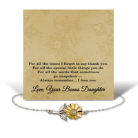 Load image into Gallery viewer, Bonus Mom Mothers Day Gift, Step Mom Birthday Gifts, Bonus Mom Bracelet, Step Mother Sunflower Jewelry Sterling Silver – front view
