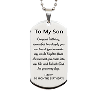 Load image into Gallery viewer, 10 Months Gift for Son - 10 Months Dog Tag Necklace for Son Stainless Steel – front view
