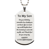 Load image into Gallery viewer, 11th Birthday Gift for Son - 11th Birthday Dog Tag Necklace for Son Stainless Steel – front view
