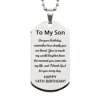 Load image into Gallery viewer, 14th Birthday Gift for Son - 14th Birthday Dog Tag Necklace for Son Stainless Steel
