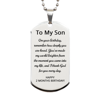 Load image into Gallery viewer, 2 Months Gift for Son - 2 Months Dog Tag Necklace for Son Stainless Steel – front view
